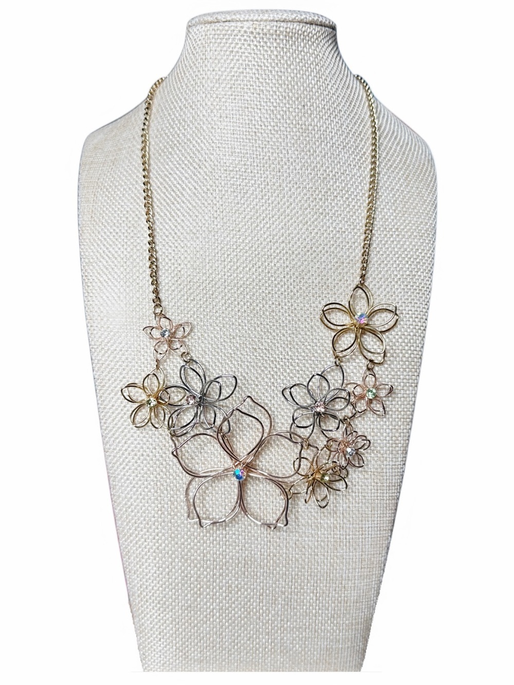 Floral Statement Necklace Multicolor Metal